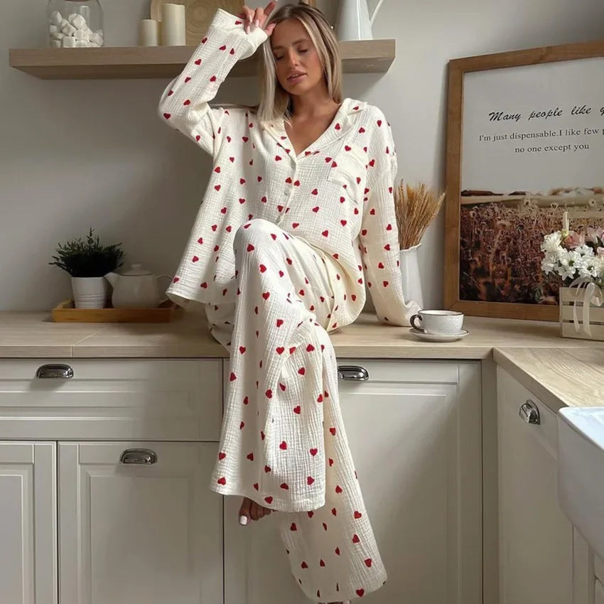 Women's Love Print Cotton Pyjamas