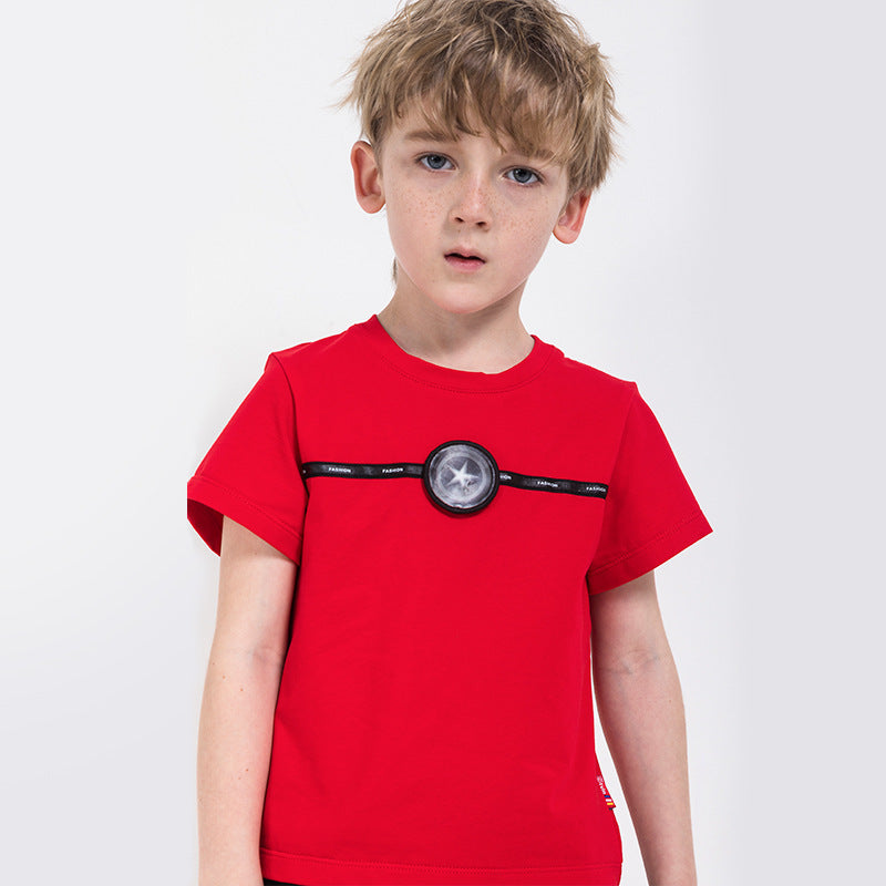 European and American children short sleeve t-shirt Red