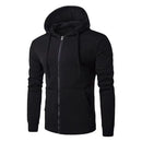 Long Sleeve Jacket Hoodie - Zipper Closure Black XXXL