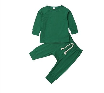 Cotton tracksuits set baby clothing Green