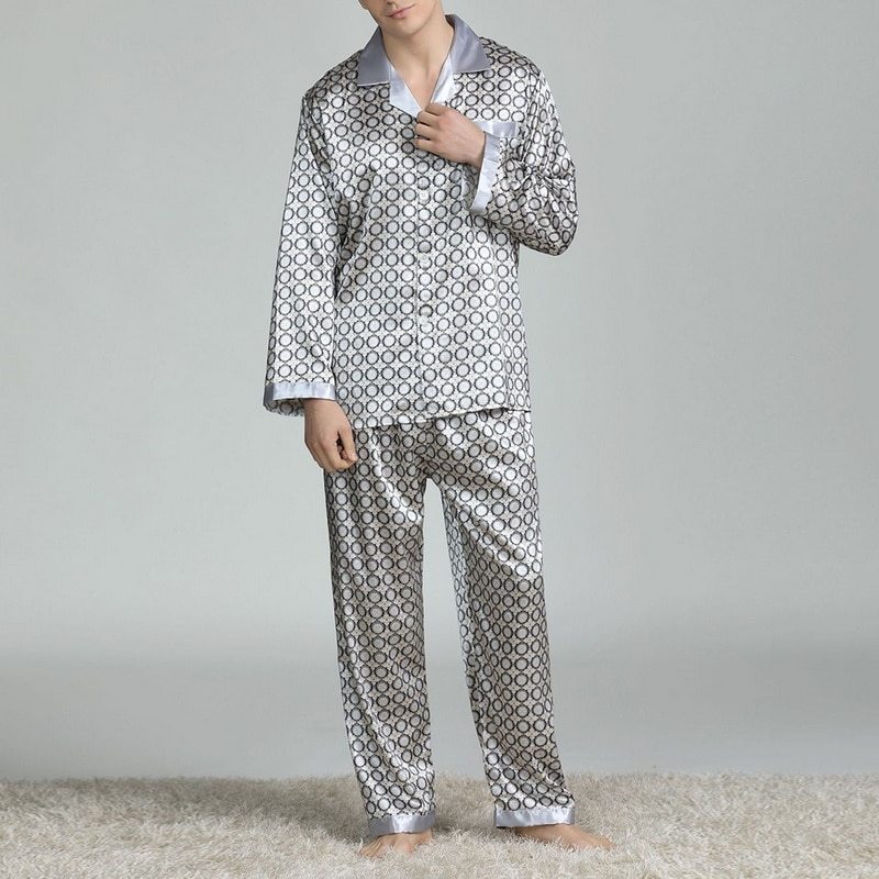 Men's Printed Silk Pajamas for Spring