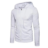 Long Sleeve Jacket Hoodie - Zipper Closure White XXXL