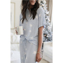 Two-piece Printed Short-sleeved and Pants Pyjamas Set For Women Blue