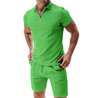 2Pcs Casual T-shirt and Short Set Green