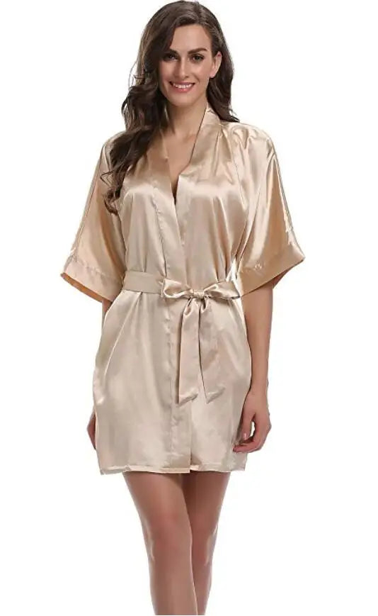 Plain Satin Robes champagne S