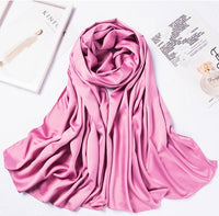 Monochrome matte satin headscarf Dark pink 180x70cm