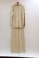 Two-Piece Pure Cashmere Coat And Trousers Set Apricot Color