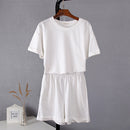 Cotton Sets Women Casual Two Pieces Short White