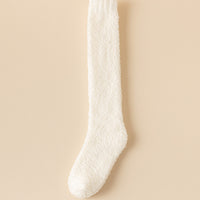 Thick Winter Fleece-lined Long Room Socks Over The Knee White Free Size No Lint