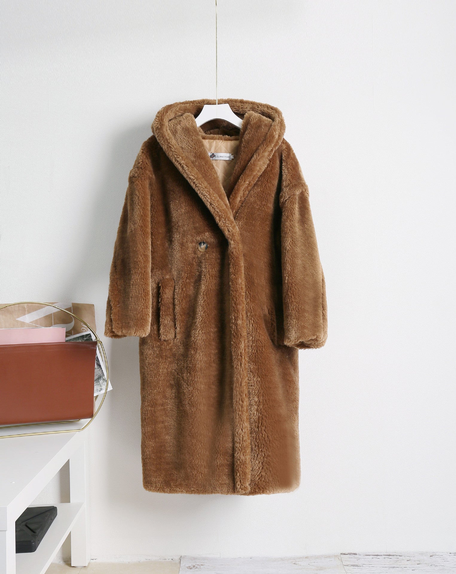 Teddy bear cashmere coat women Brown