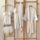 5PCS Lady Pajamas Set White L