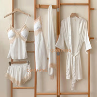 5PCS Lady Pajamas Set White L