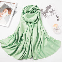 Monochrome matte satin headscarf Pea green color 180x70cm