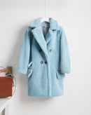 Teddy bear cashmere coat women Light Blue