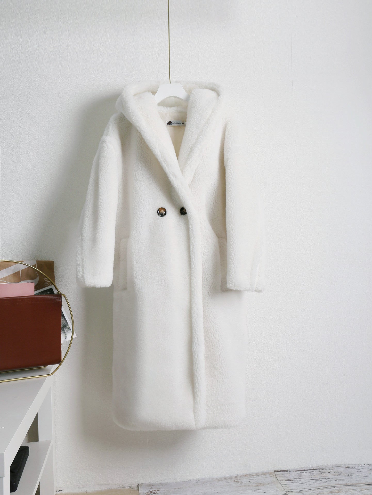 Teddy bear cashmere coat women White