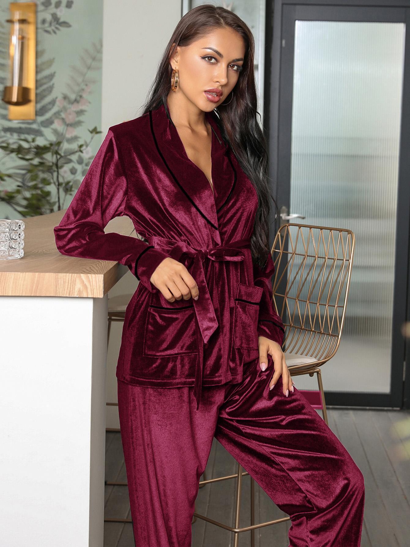 Fleece-lined Thick Loungewear Suit For Women