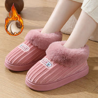 Warm House Slippers Covered Heel Cotton Shoes Indoor Thick-soled Non-slip Fluffy Slippers