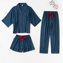 Flower rock satin pajamas 8014 3piece set M