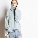 High collar Wool + cashmere sweater Light Blue