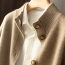 New Cashmere Cardigan Knitted Sweater Camel