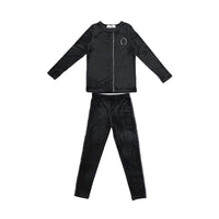 Children Soft Velvet Set Stretchy Robe black set 8T