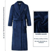 Thick Thermal Velvet Bathrobe With Thin Belt For Men Green Hourglass