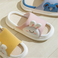 Cute Rabbit Slippers Linen House Shoes