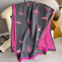 Cashmere-like Thick Warm Tassel Decorative Scarf Dark Gray 180x65cm