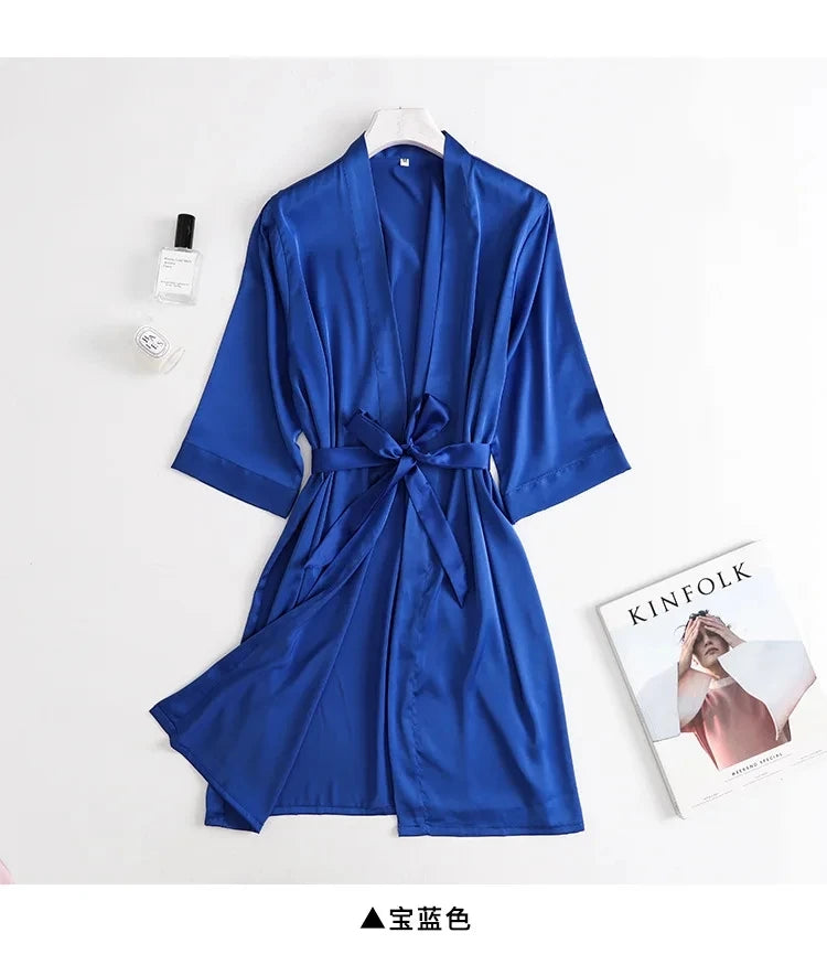 Women Wedding White Bride Robe Royalblue L