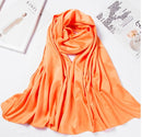 Monochrome matte satin headscarf Orange 180x70cm