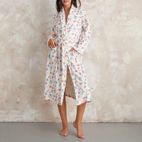 Women Flannel Robe Sleepwear Floral Print