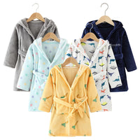 Children Hooded Flannel Bathrobe