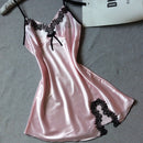 Silk Sling Lingerie Sleepwear Black pink