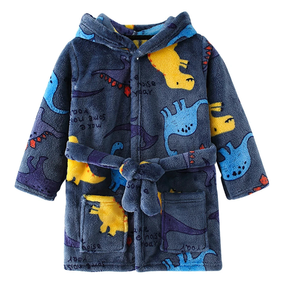 Children Hooded Flannel Bathrobe EF50C0 Size 140(9-10 Years)