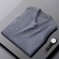 Fashion Cashmere Vest Men's Sleeveless Sweater Light Grey