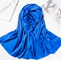 Monochrome matte satin headscarf Blue 180x70cm