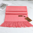 Women's Fashion Scarf Imitation Cashmere FYR330 10 Watermelon Red 190x68cm With Tassels