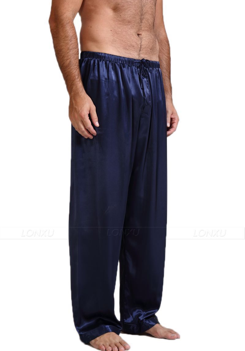 Men's home breathable loose pajamas Navy blue