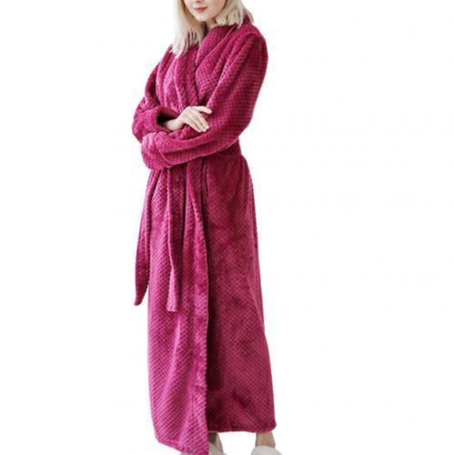 Unisex Winter Fleece Bath Robe Rose Red