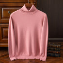 Men's Casual Turtleneck Sweater Keep Warm Leather Pink