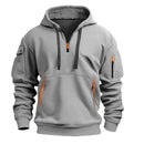 Multi Pocket Zipper Fleece Hoodie GRAY XXXL