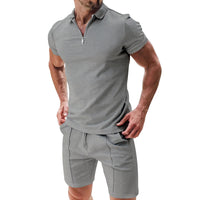 2Pcs Casual T-shirt and Short Set Light Grey