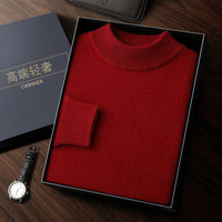 Men's Double-strand Thickened Cashmere Sweater Rust Red