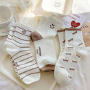 5 Pairs Cute Smiling Mid Tube Print Socks