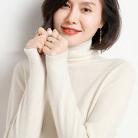 Turtleneck Cashmere Sweater Pure Cashmere White