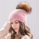 Angola Rabbit Fur Hat For Girls Red M