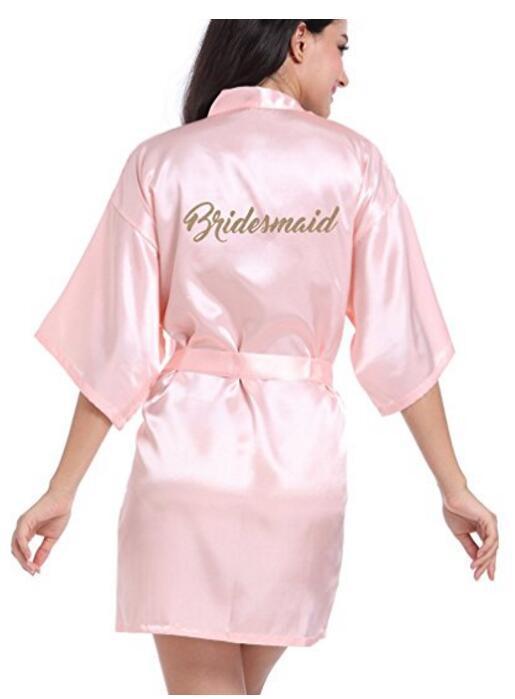 Silk Bridal Party Dressing Gown With Bride and Bridesmaid Print On The Back