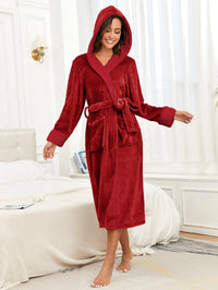 Facecloth colorful hooded robe wine red L