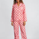 Cute Thin Loungewear Suit With Printed Little Hearts For Women