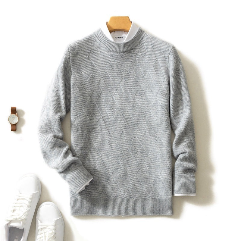 Thick Round Neck Men's Pure Wool Sweater